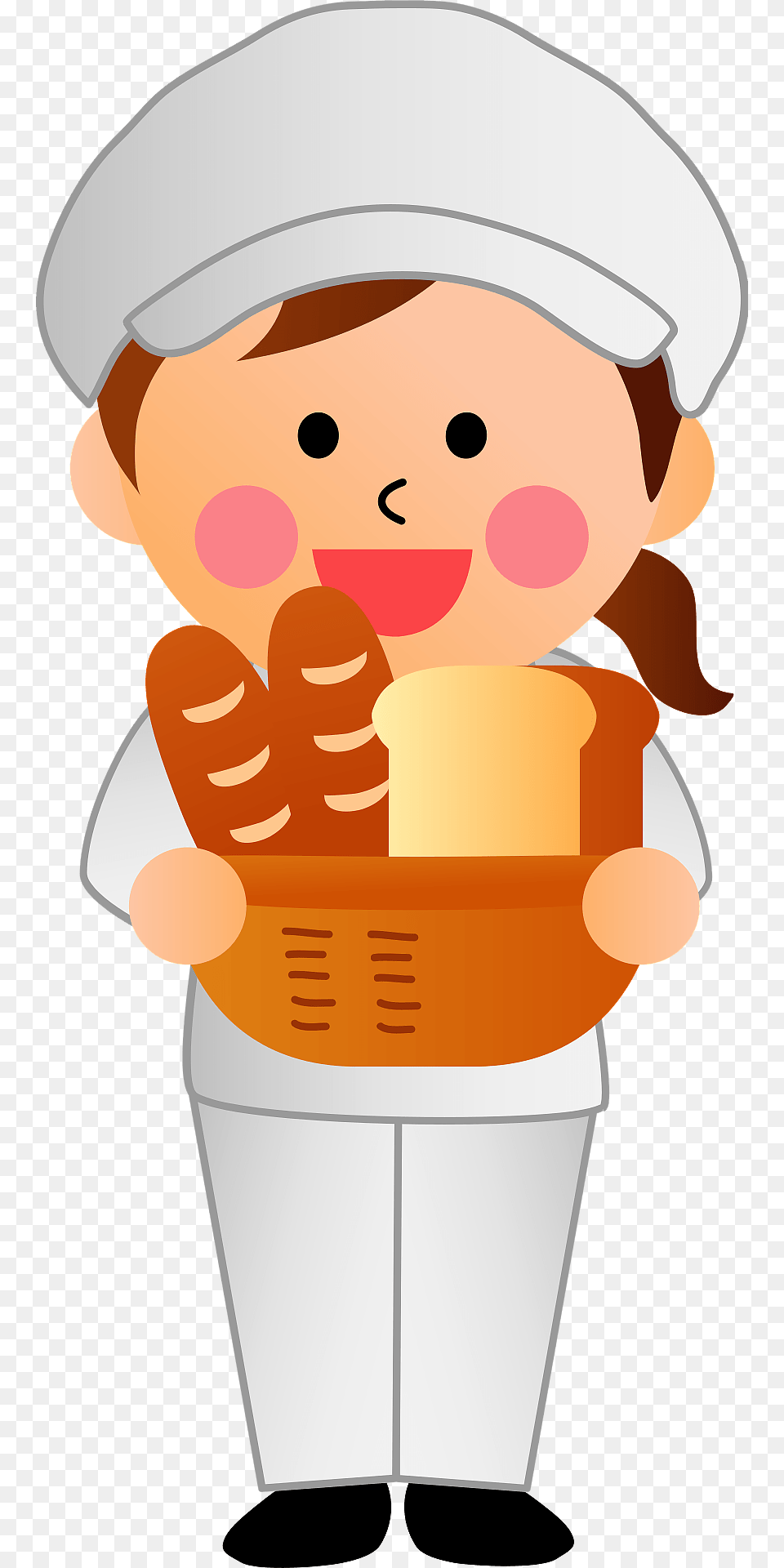 Baker Woman Is Holding A Basket Of Bread Clipart, Cream, Dessert, Food, Ice Cream Free Png Download