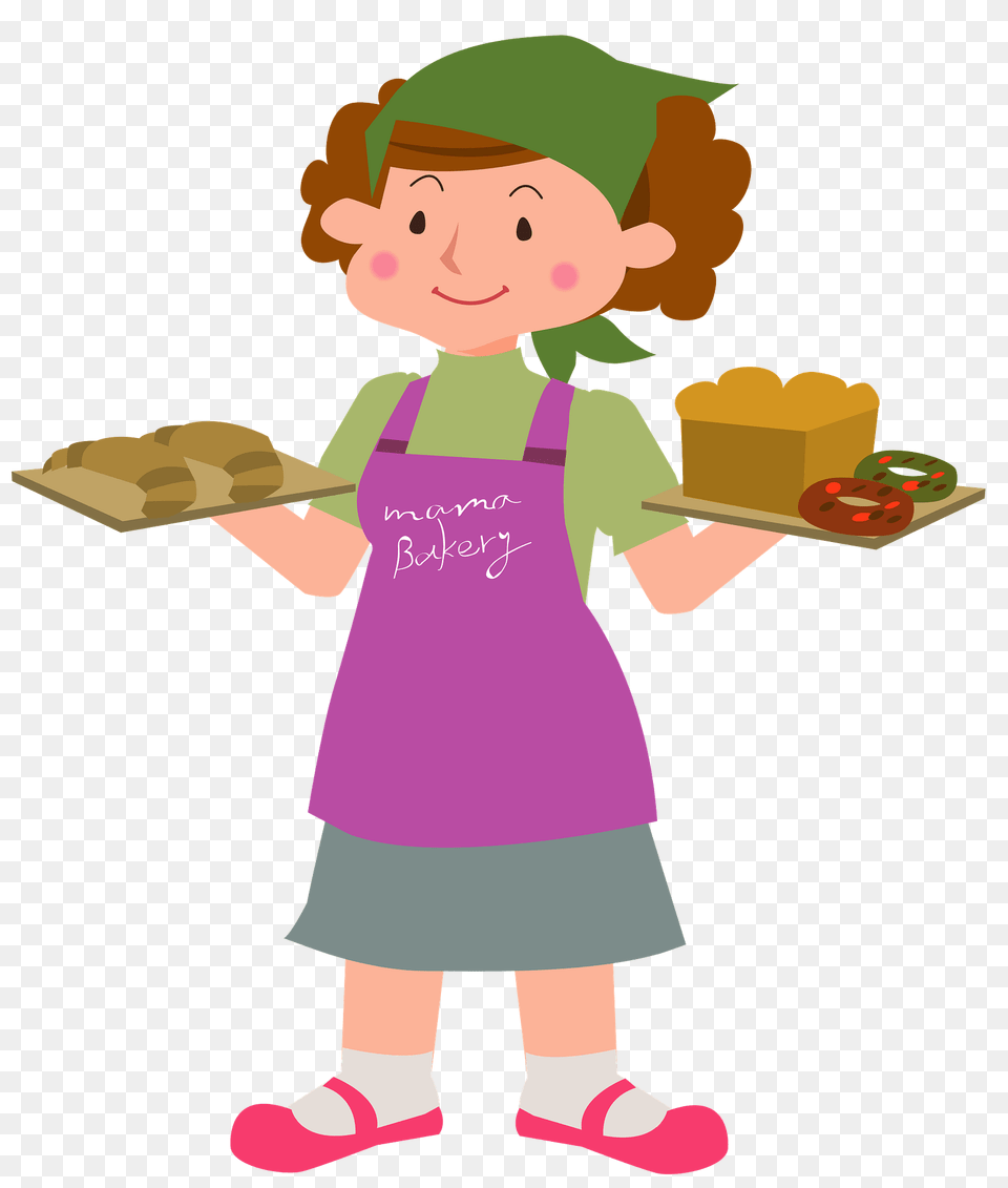 Baker Woman Is Holding Bread Clipart, Baby, Person, Cartoon, Face Free Png