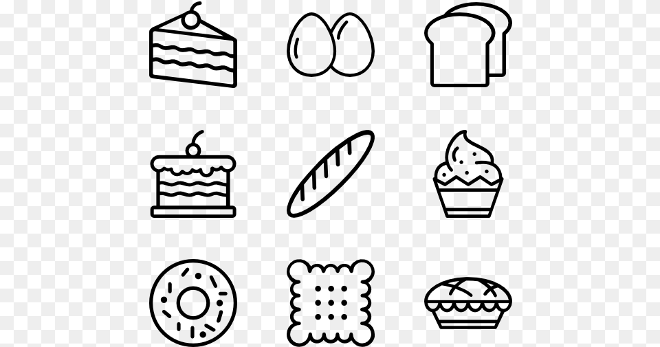 Bakery And Cake Hand Drawn Icons, Gray Png Image