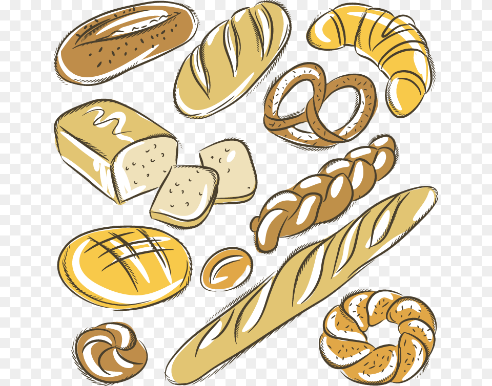 Bakery Baguette Croissant Rye Bread Drawing Drawn Bread, Food, Shop Free Png Download