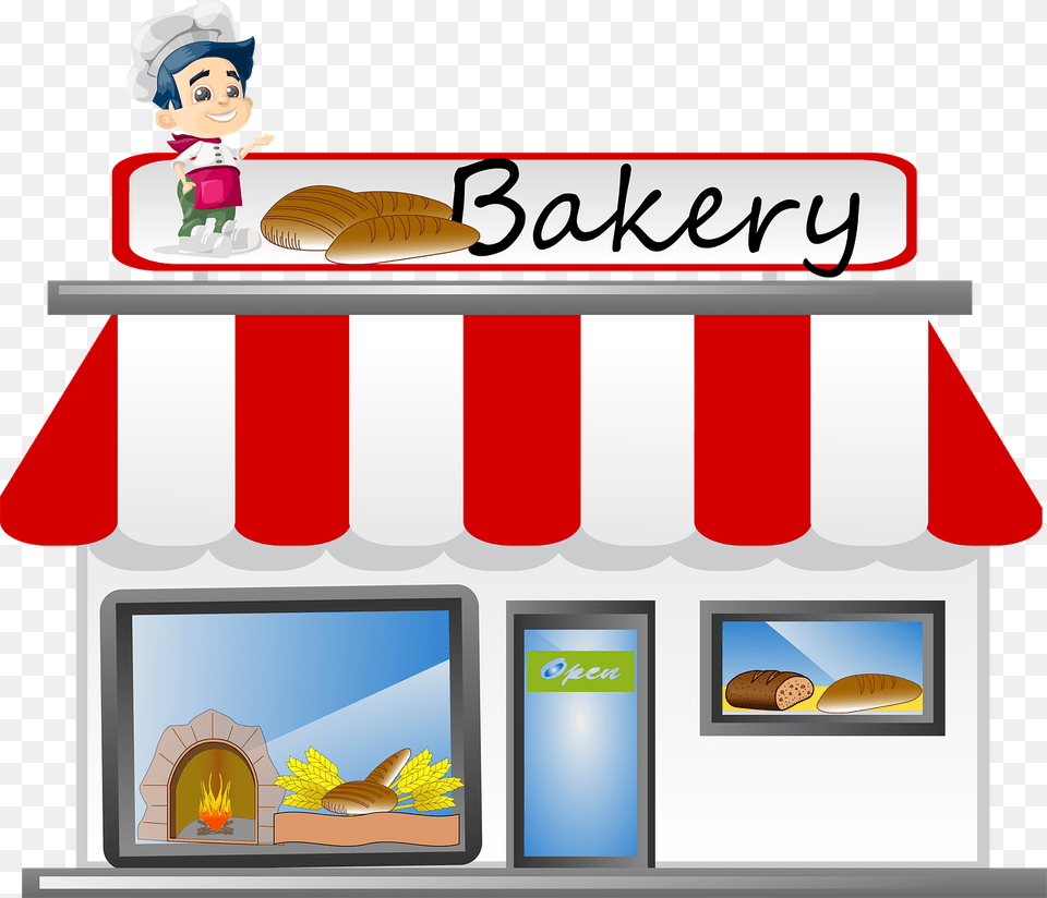 Bakery Bread Shop Cook Bakery Shop Bakery Clipart Transparent, Awning, Canopy, Baby, Person Free Png Download