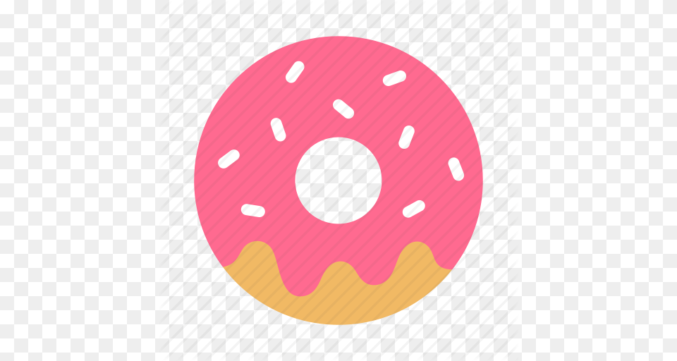 Bakery Donut Doughnut Icing Pastry Pink Sprinkles Icon, Food, Sweets, Disk Png Image