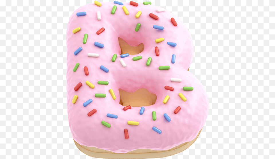 Bakery Typography Pink Font Letter B Donut, Birthday Cake, Cake, Cream, Dessert Free Transparent Png