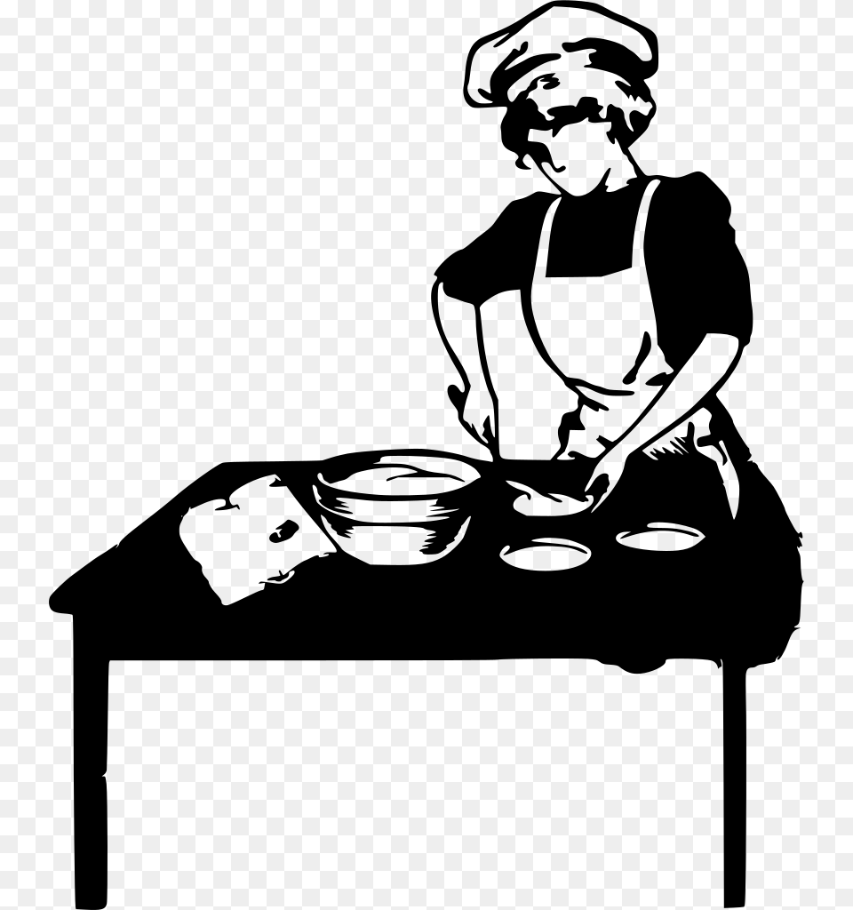 Baking Clipart Woman Cooking Clipart Black And White, Gray Free Png
