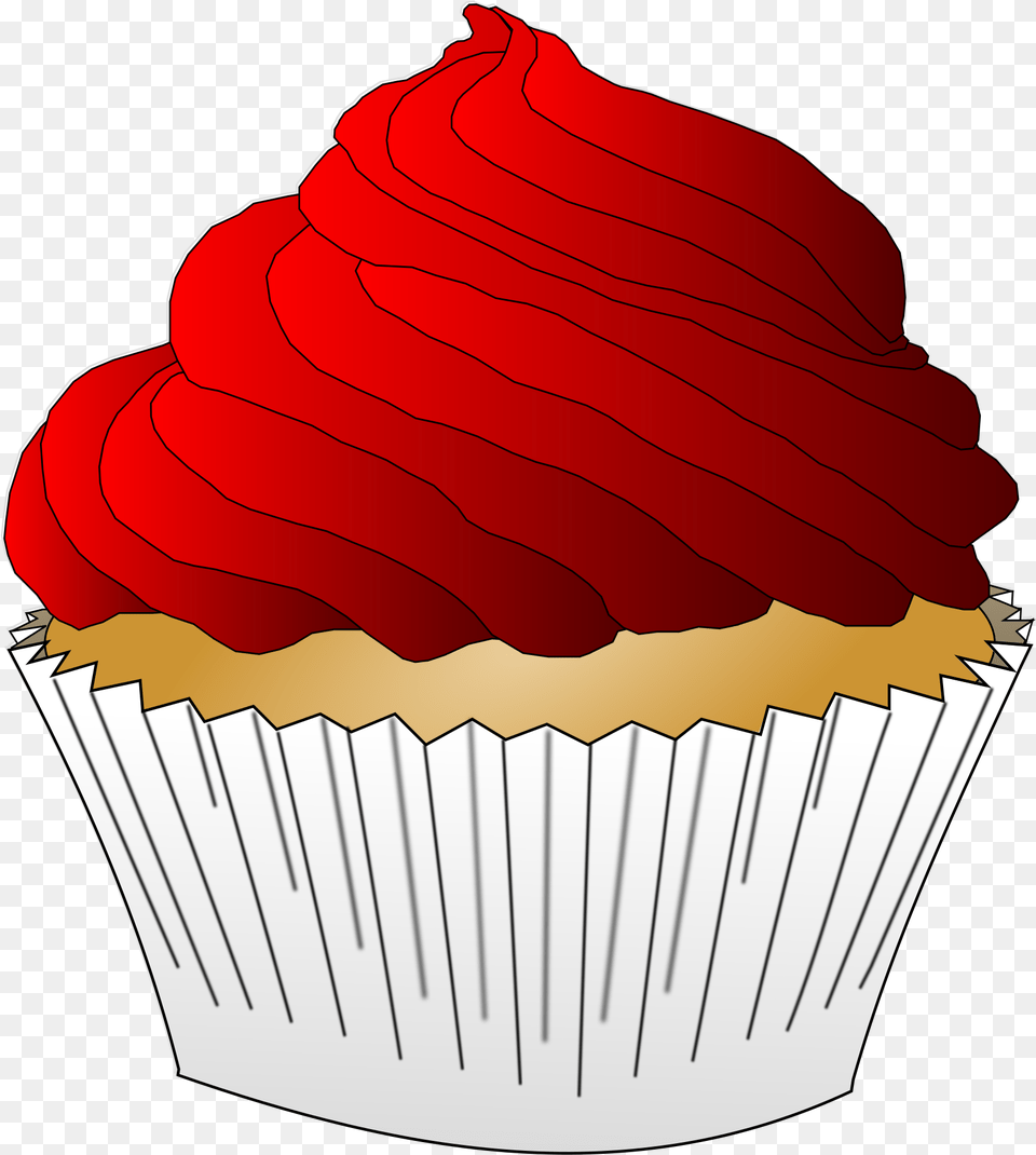 Baking Cupdessertcupcake Vanilla Cupcake With Red Frosting, Cake, Cream, Dessert, Food Free Png Download