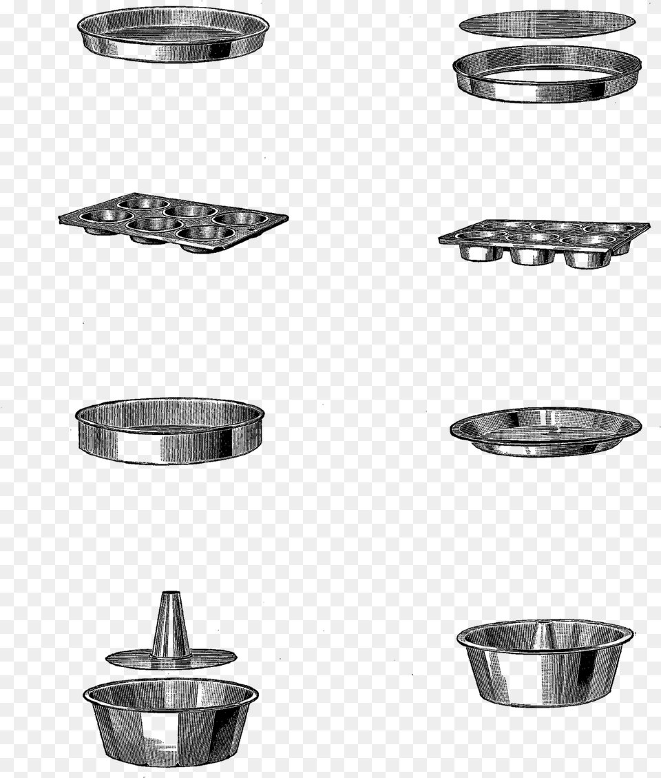 Baking Kitchen Collage Bread Cake Pans Digital Sketch, Silhouette Free Transparent Png