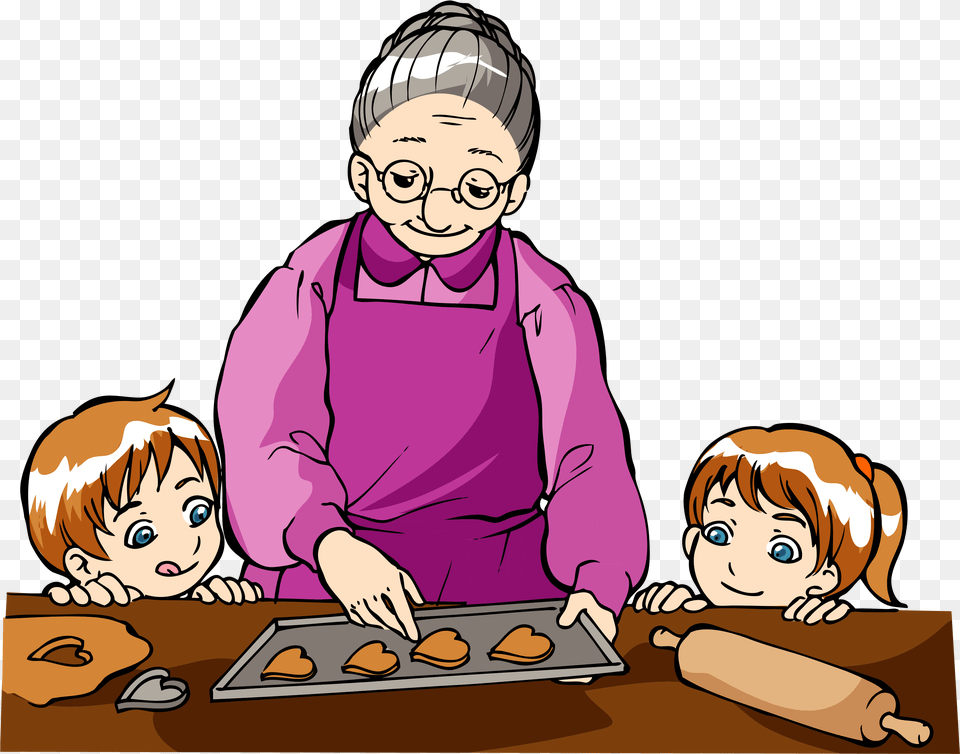Baking With Grandma Clipart, Book, Comics, Publication, Baby Png