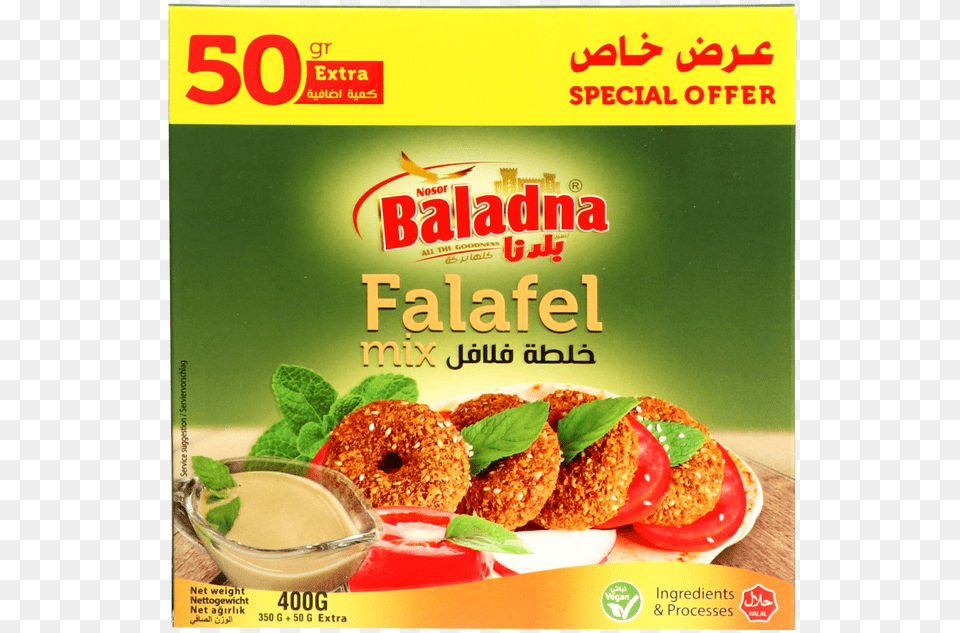 Baladna Falafel 400g Falafel, Advertisement, Poster, Bread, Food Free Transparent Png