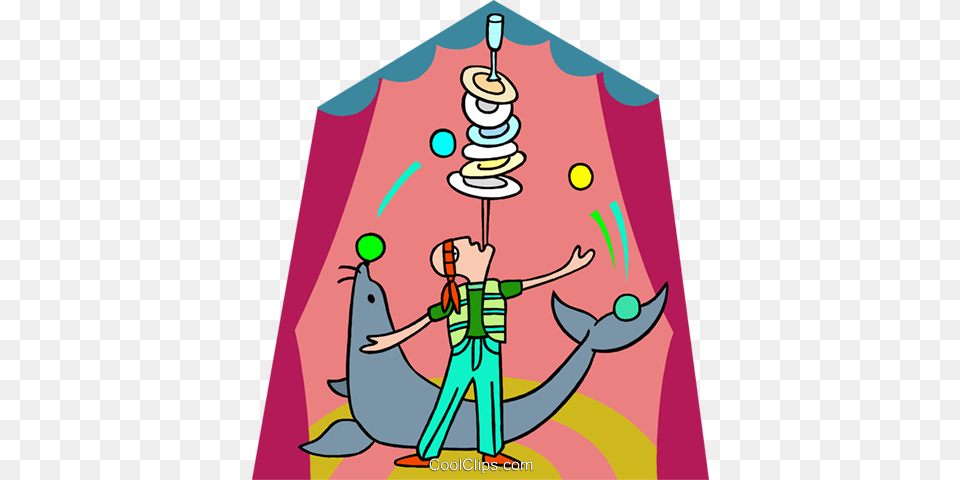 Balancing Act With Seal Royalty Vector Clip Art Illustration, Circus, Leisure Activities, Juggling, Person Free Png