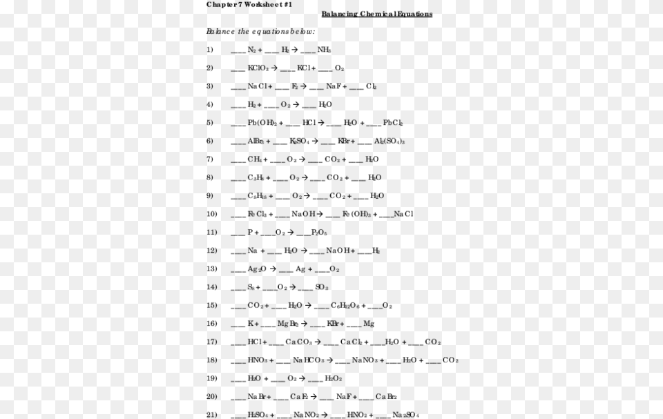 Balancing Chemical Equations Worksheet, Gray Png