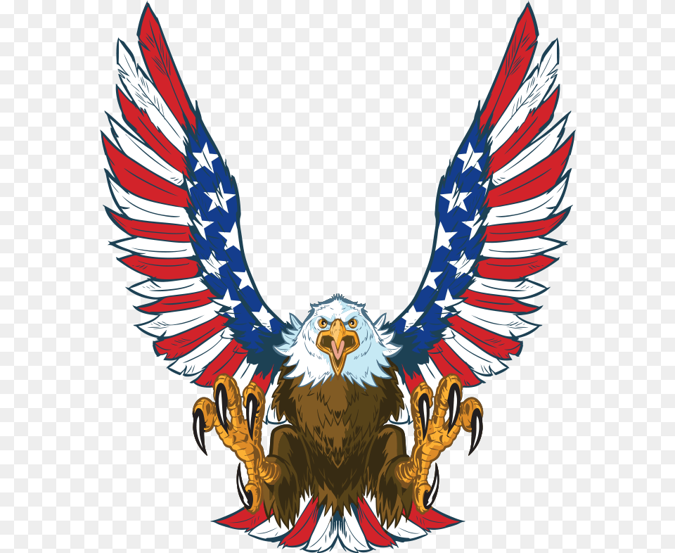 Bald Eagle American Flag Talons, Emblem, Symbol, Animal, Bird Png Image