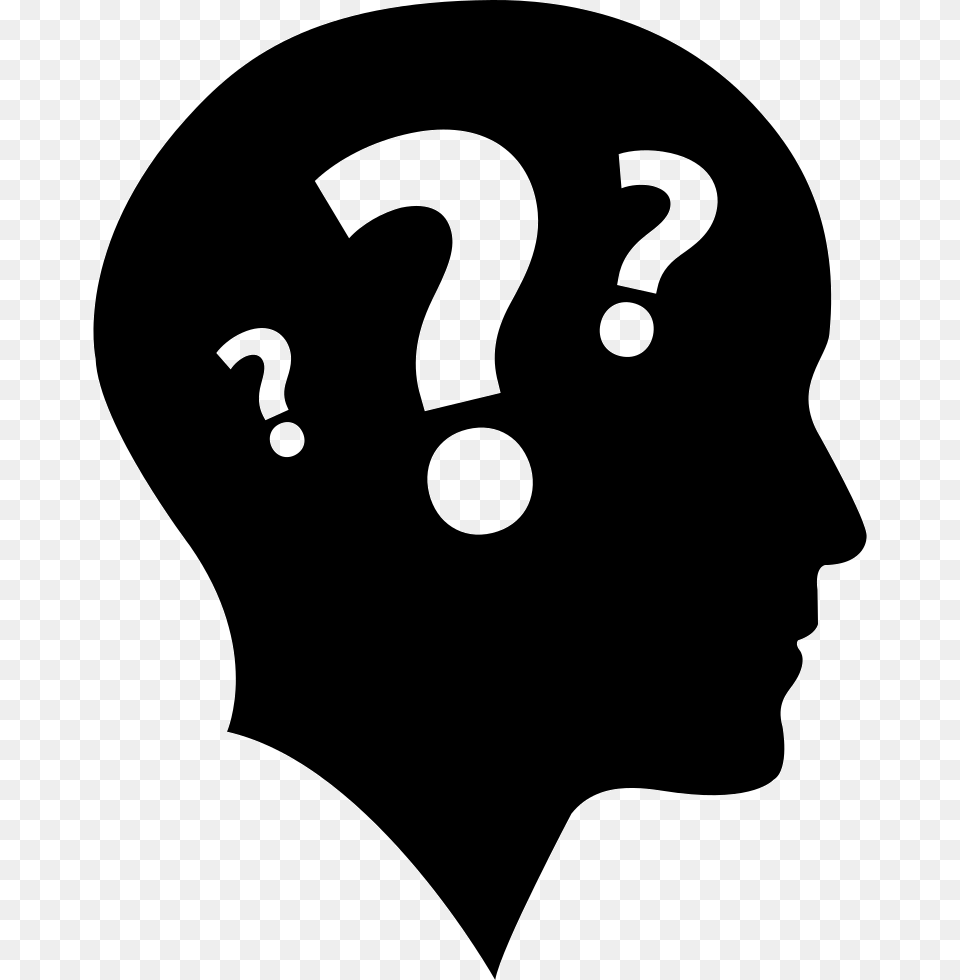 Bald Head Side View With Three Question Marks People Icon Question Mark, Silhouette, Stencil, Person Png Image