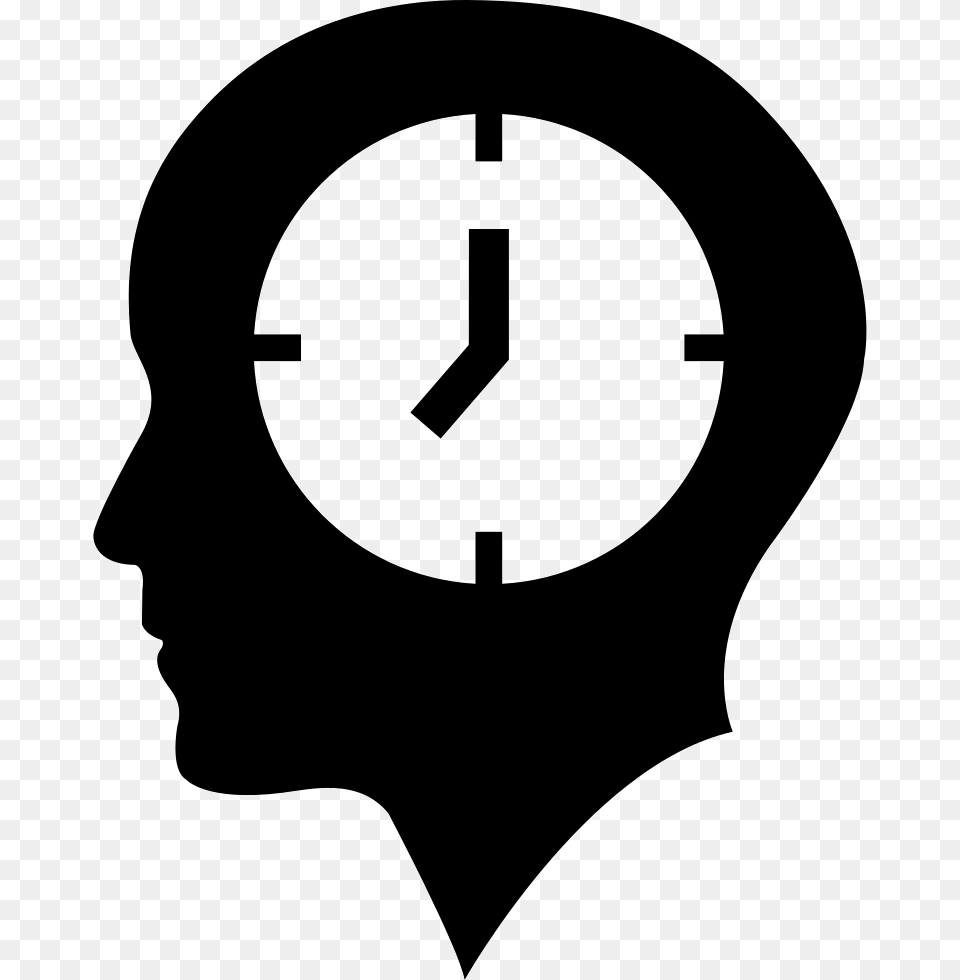 Bald Head With A Clock Icon, Stencil, Silhouette, Adult, Person Free Transparent Png