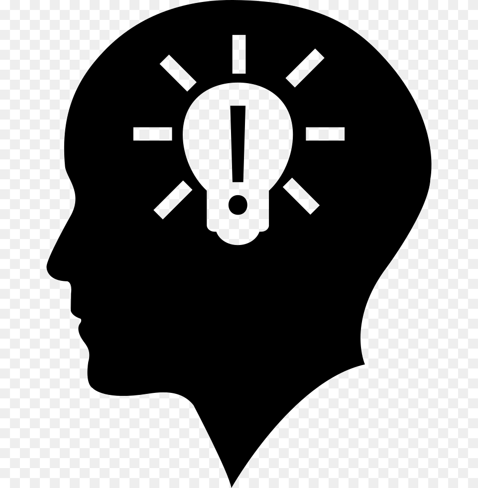 Bald Head With Lightbulb With Exclamation Sign Inside Head Light Bulb Icon, Stencil, Silhouette, Adult, Female Free Transparent Png