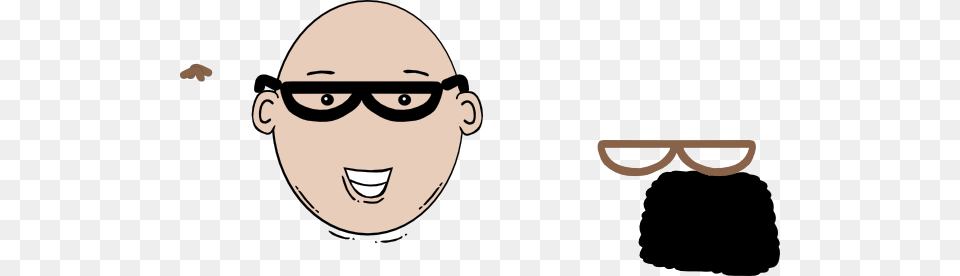 Bald Man Face Cartoon With Mustache Clip Art At Clker Bald Man With Glasses Cartoon, Accessories, Sunglasses, Head, Person Free Transparent Png