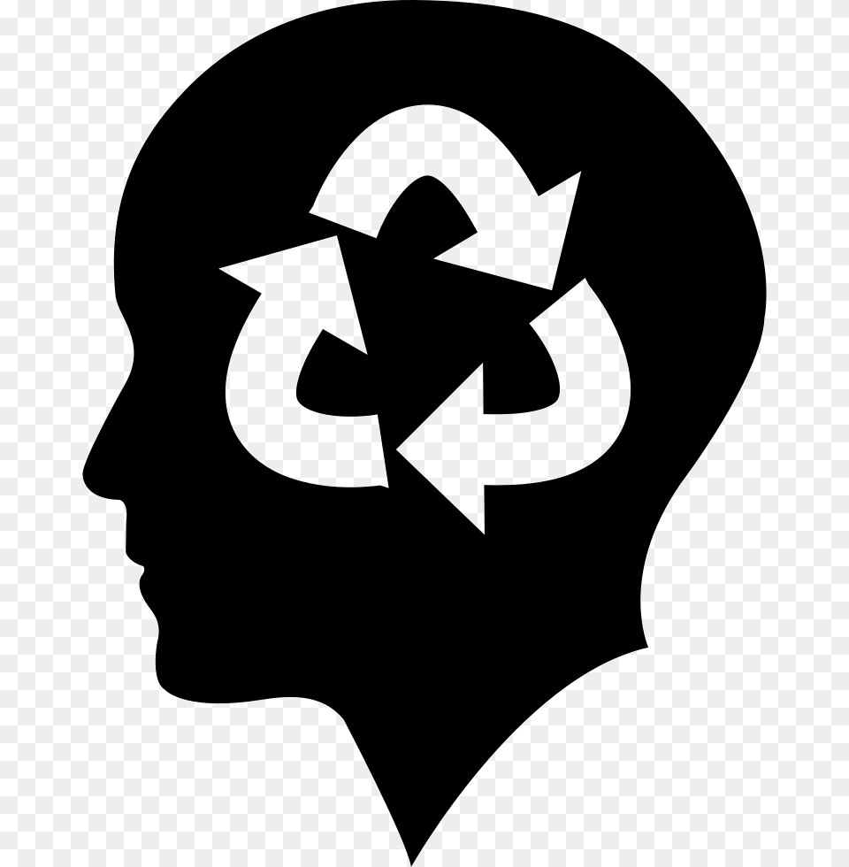 Bald Person Head With Recycle Symbol, Stencil, Clothing, Hoodie, Knitwear Free Png