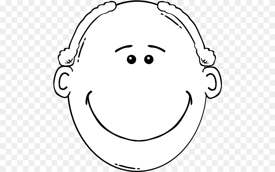 Balding Man Smiling Outline Vector Worried Clip Art Black And White, Stencil, Baby, Person, Face Free Png