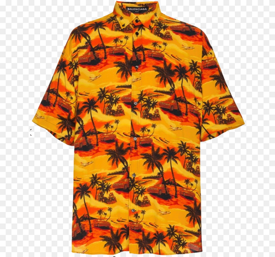 Balenciaga Norm Fit Hawaiian Shirt, Beachwear, Clothing, Adult, Male Free Png Download
