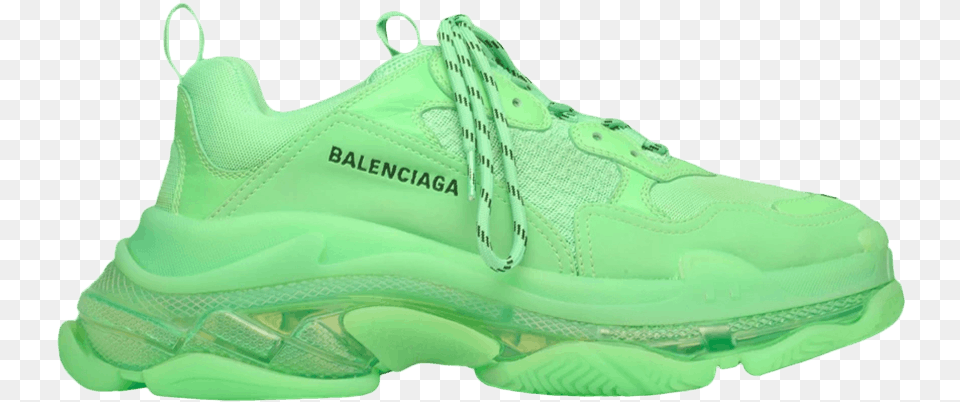 Balenciaga Triple S Neon Green, Clothing, Footwear, Shoe, Sneaker Free Png
