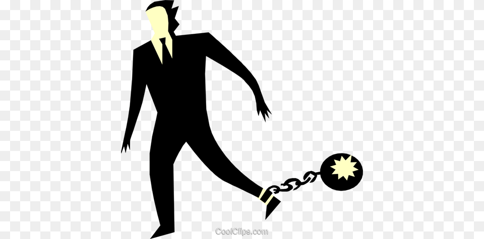 Ball And Chain Royalty Free Vector Clip Art Illustration Ball And Chain Clipart, Clothing, Formal Wear, Suit, Adult Png Image