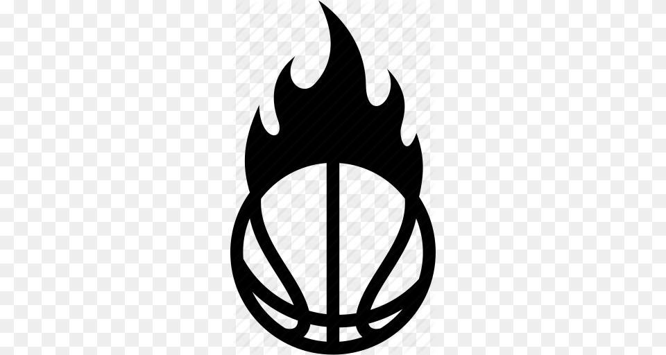 Ball Basketball Fire Flaming Hoops Hot Icon, Leaf, Plant Png Image