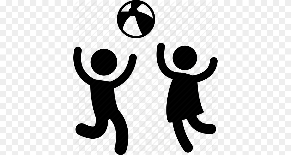 Ball Children Fun Games Happy Kids Playing Icon, Silhouette Free Png Download