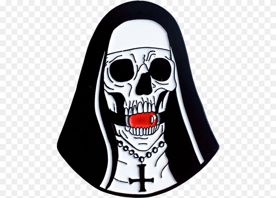 Ball Gag Nun Pin Skull With Ball Gag, Person, Pirate, Face, Head Free Png Download