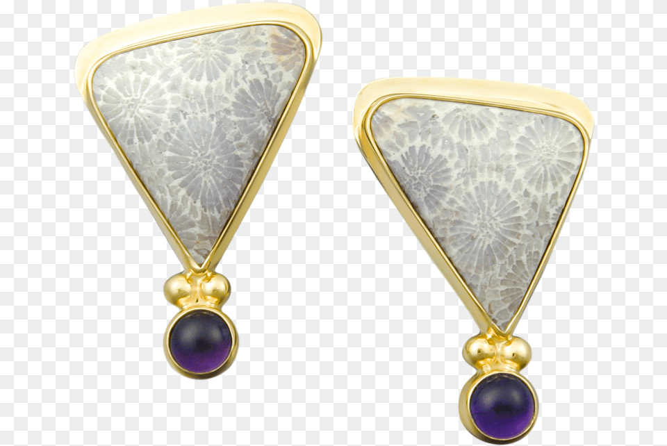 Ball Sheet Earrings With Fossil Coral And Amethyst Earrings, Accessories, Earring, Jewelry, Gemstone Free Png Download