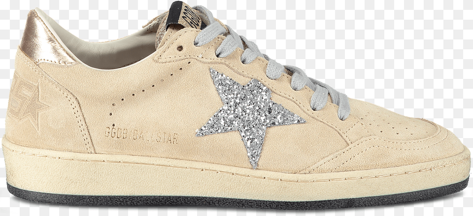 Ball Star Sneaker Beige Silver Glitter Golden Goose Deluxe Brand, Clothing, Footwear, Shoe Free Png