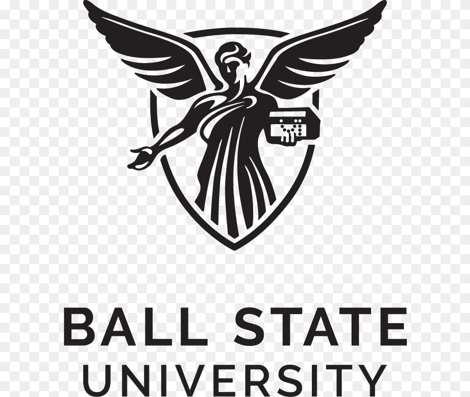 Ball State Vertical Color Logo Ball State University We Fly, Emblem, Symbol, Stencil, Person Free Png