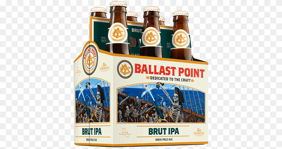 Ballast Point Bone Dry Brut Ipa Ballast Point Manta Ray, Liquor, Lager, Bottle, Beverage Png Image