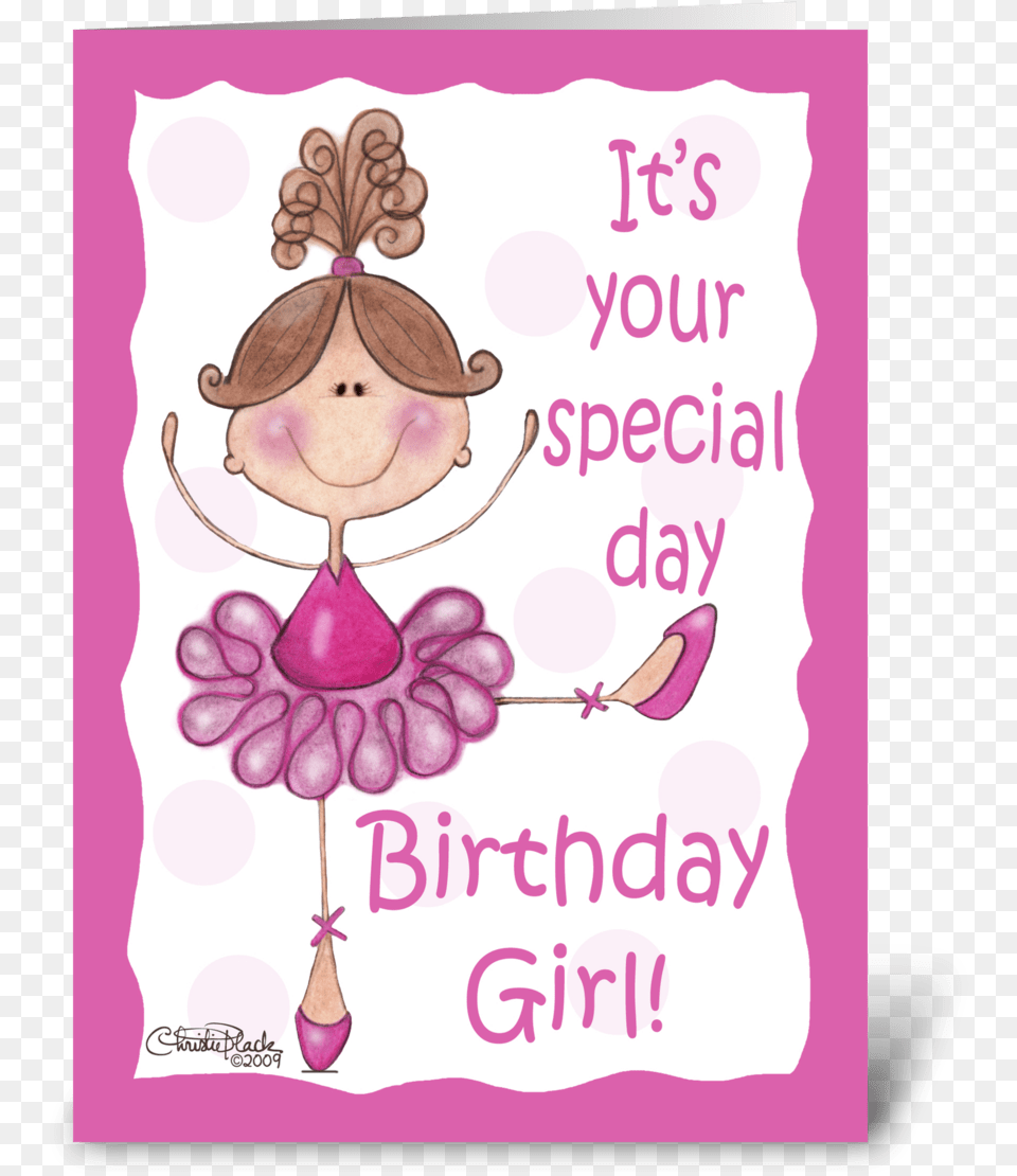 Ballerina For Birthday Girl Ballerina Birthday Card, Envelope, Greeting Card, Mail, Purple Free Png