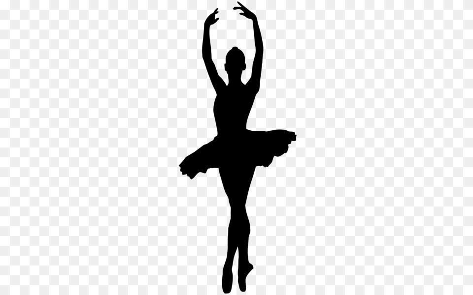 Ballerina Silhouette Clip Art, Gray Free Png