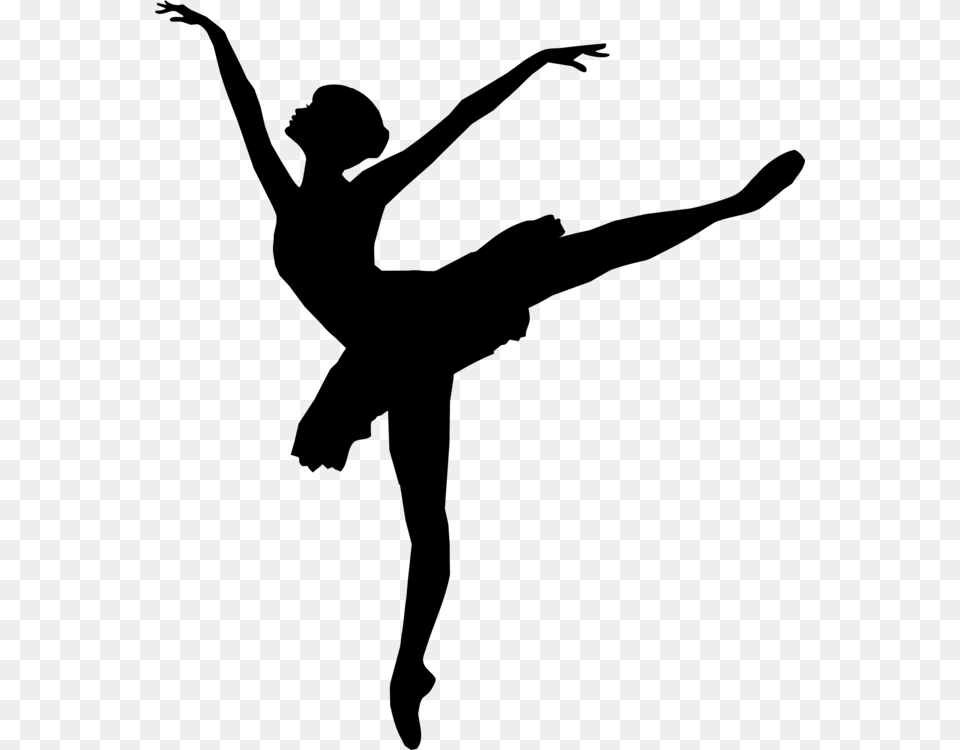 Ballet Dancer Silhouette Art, Gray Png Image