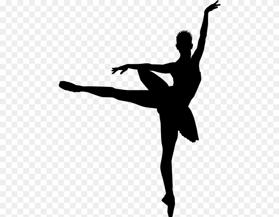 Ballet Dancer Silhouette Little Ballerina, Gray Png