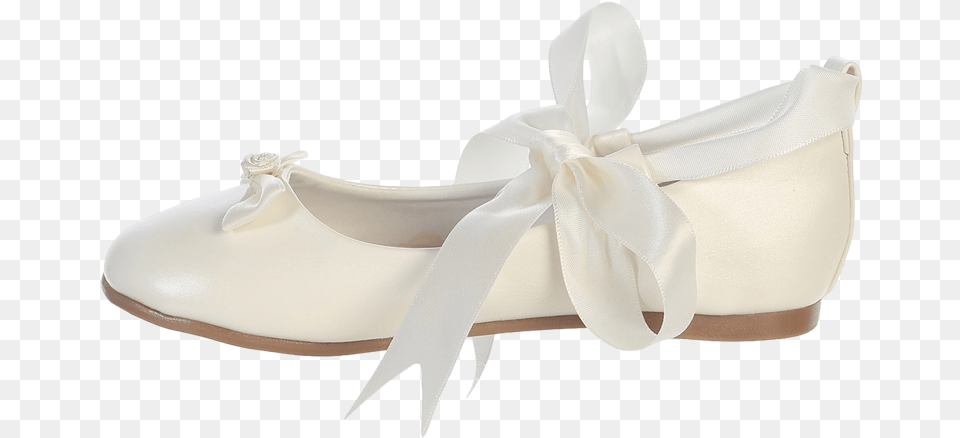 Ballet Flats Ivory Dress Shoes W Satin Ribbon Tie Girls Ballet Flat, Clothing, Footwear, Shoe, High Heel Png
