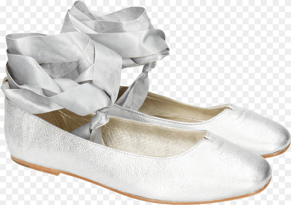 Ballet Pumps Melly 4 Talca Silver Ribbon Ballet Flat, Clothing, Footwear, Shoe, Sneaker Png Image
