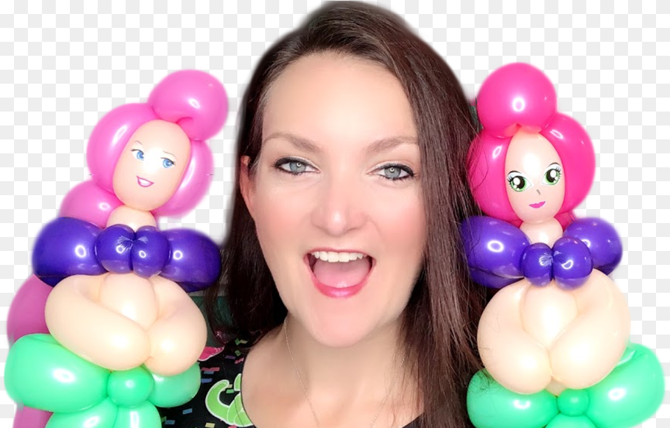 Balloon, Smile, Purple, Face, Person Png