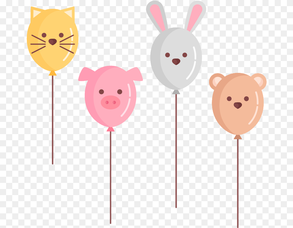 Balloon Animal Cat Rabbit Pig Bear Cute Cuteanimal Cartoon, Mammal, Food, Sweets, Wildlife Png Image
