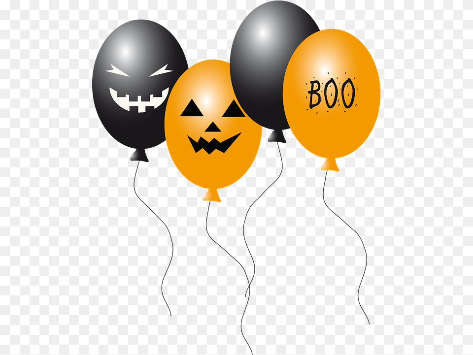 Balloon Ballons Halloween Black Gold Creepy Faces, Festival Png Image