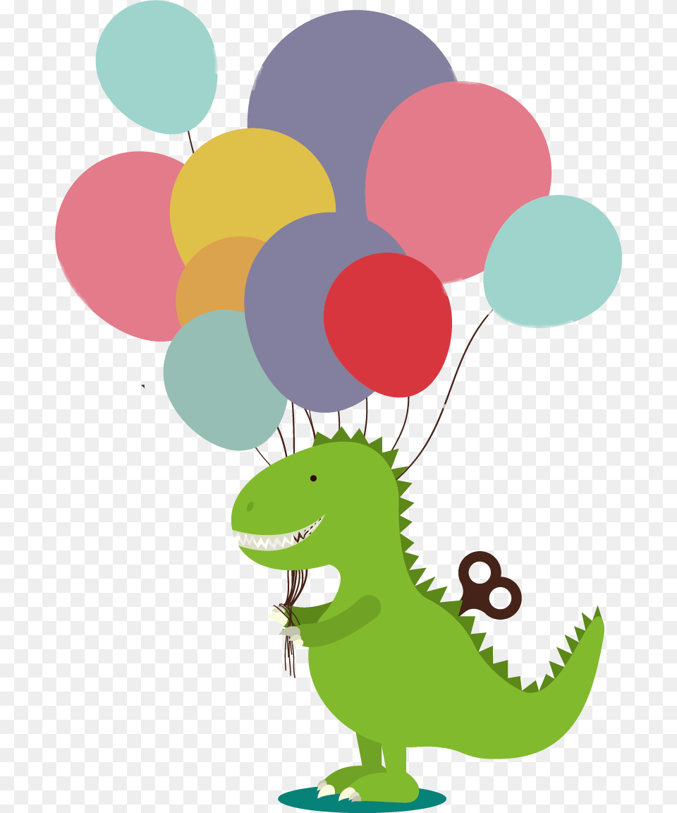 Balloon Colorful Dino Colorsplash Dinosaur Green, Animal, Bird, Reptile Free Png Download