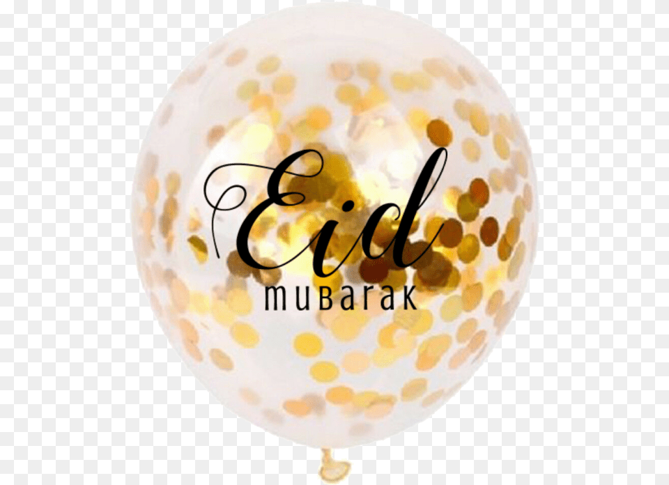 Balloon Confetti Eid Mubarak Gold 5pk Eid Balloons, Plate, Ball, Golf, Golf Ball Free Png