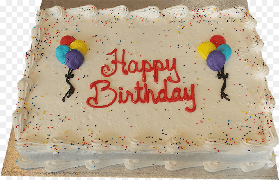 Balloon Decorated Slab Birthday Cake Full Size Birthday Cake, Birthday Cake, Cream, Dessert, Food Png Image