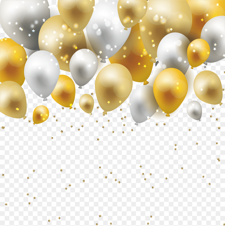 Balloon Download Gold And Silver Balloons Background, Confetti, Paper, Art, Graphics Png