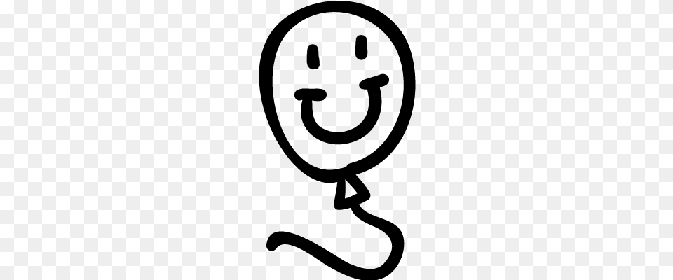 Balloon Hand Drawn Toy With Smiling Face Vector Smiley Face Balloons Drawing, Gray Free Png Download