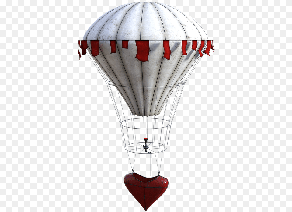 Balloon Hot Air Heart White Red Strings Fly Hot Air Balloon Strings, Aircraft, Hot Air Balloon, Transportation, Vehicle Free Png Download