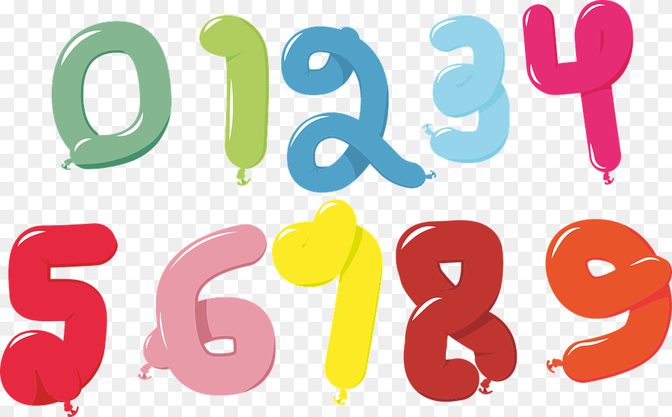 Balloon Numbers 1 2 3 4 5 6 7 8 9 0 Party Numbers 1 2 3 4 5, Number, Symbol, Text Free Png