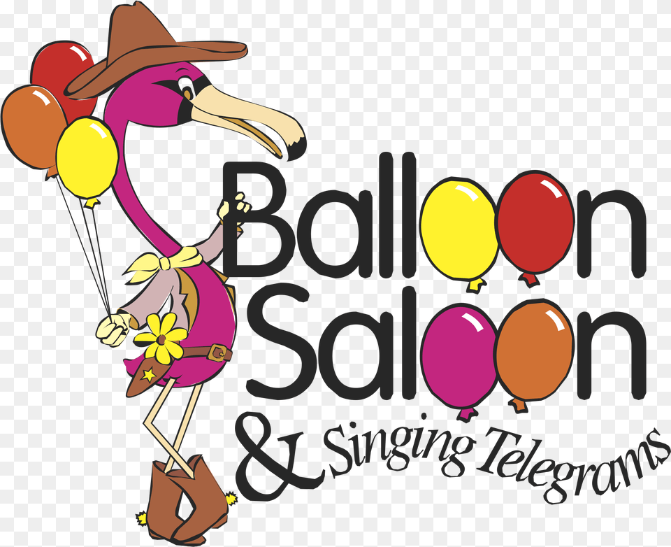 Balloon Saloon Amp Singing Telegrams Logo Transparent Balloon, Person, Animal, Bird, Clothing Png