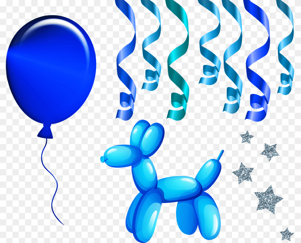 Balloons Blue Streamers Image On Pixabay Cartoon Dog Balloon Animal Free Transparent Png