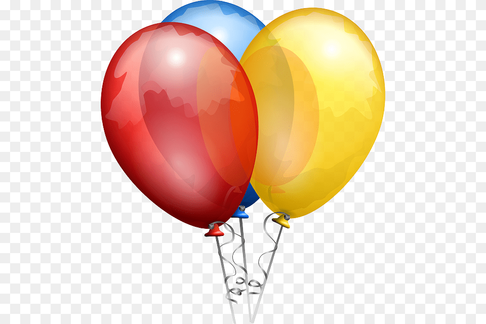 Balloons Red Blue Yellow Shiny Helium Bunch, Balloon Free Png Download
